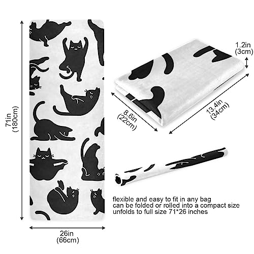 Cute Chubby Frog Yoga Mat, 71 x 26 Inch Non-slip Yoga Mats Folding Travel Exercise Mat Indoor Outdoor Gym Pilates with Storage Bag for Women Men