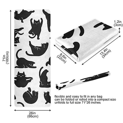 Cute Chubby Frog Yoga Mat, 71 x 26 Inch Non-slip Yoga Mats Folding Travel Exercise Mat Indoor Outdoor Gym Pilates with Storage Bag for Women Men