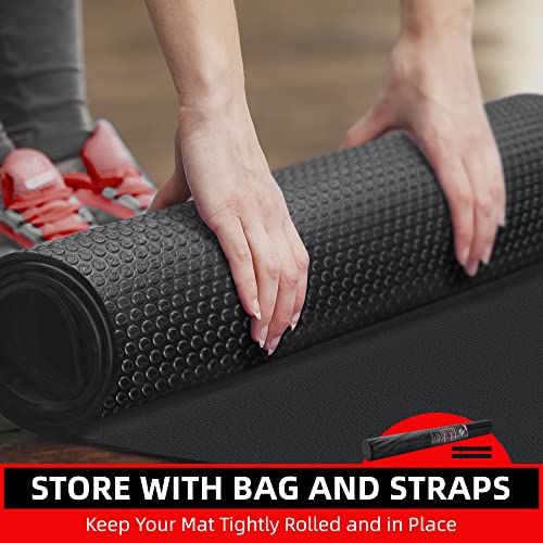 GymCope Large Exercise Mat for Home Workouts, 12x6/10x6/9x6/8x6/7x5/6x4 ft - color: 9'*6'Black