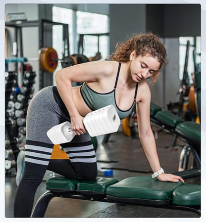Adjustable Dumbbell Set for Women Men 7.5LB/10LB/15LB/20LB/25LB Each - color: White, style: 15LB Each [30 LBS Total]