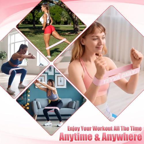 12 Pcs Fabric Resistance Bands for Working Out, Non-Slip Exercise Bands for Women, Pink Booty Elastic Loop Band for Glute Butt Thigh Yoga Pilates Stretching Gym Studio