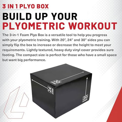 Lifeline Fitness 3-in-1 Foam Plyo Box - Exercise Equipment for Home Gym - Plyometric Jump Box Set for Crossfit, HIIT, Jump Training, Jump Trainer - style: Large