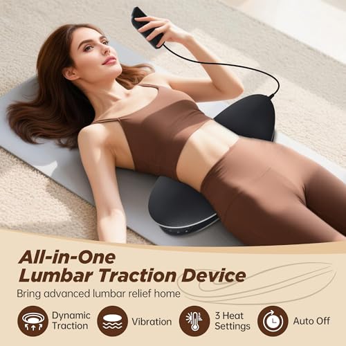 Electric Lumbar Traction Device for Lower Back Pain Relief – Multifunctional Lumbar Massager with Dynamic Traction, 3-Level Heat & Vibration Massage – Lumbar Stretcher for Home Office Use