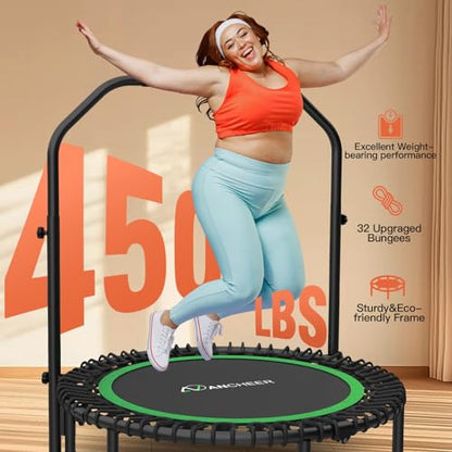 ANCHEER Fitness Trampoline,40"/48" Bungee Rebounder with Adjustable Handle - color: Training Green