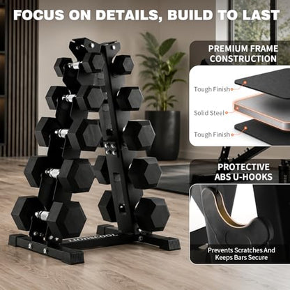 LIONSCOOL 5/6 Tier A-Frame Dumbbell Rack Stand Only, Heavy Duty Steel Weight Rack for Home Gym, Space-Saving Dumbbell Stand (200/300/600LBS Capacity)