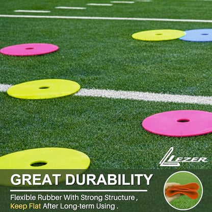 9 Inch Flat Cones, Spot Markers, Soccer Cones, Field Court Markers, Sit Spots, Flat Discs, Soccer Training Equipment, Agility Practice, Football, Made in Taiwan - style: 9 inch with 18 pcs