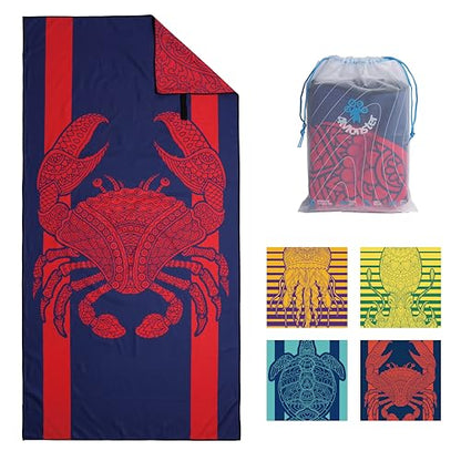 4Monster Quick Dry Beach Towel, Ultra Absorbent Microfiber Travel Towel, Lightweight & Compact for Beach, Swimming, Camping, Pool, Water Sports & Yoga