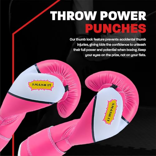 Kids Boxing Gloves for Kids Children Youth Punching Bag Kickboxing Muay Thai Mitts MMA Training Sparring Gloves - color: Pink, size: 4 oz