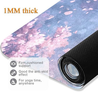 Kigai Travel Yoga Mat 71" x 24" Non Slip Natural Rubber Foldable Exercise Mat Ultra Thin 1.5mm Lightweight for Fitness, Pilates & Home Workout, Colorful Clouds