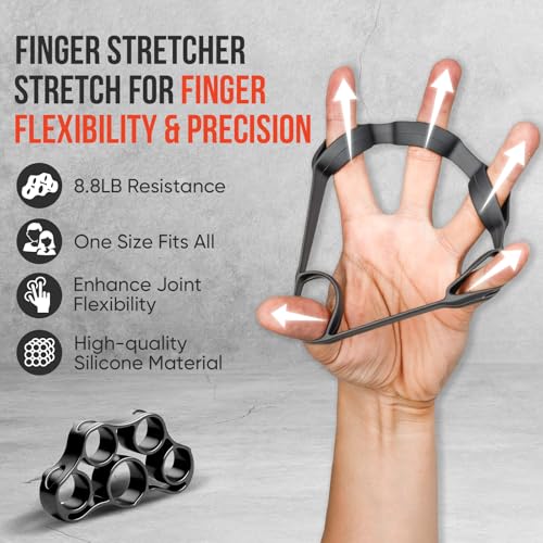 TEAWOO 4-Pack Grip Strength Trainer Kit, Adjustable Forearm Strengthener, Black Hand Grip Strengthener Balls, Finger Exerciser & Stretcher for Strength Training, Recovery & Flexibility