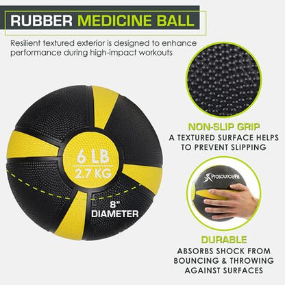 ProsourceFit Weighted Medicine Ball for Full Body Workouts - size: 6 lb