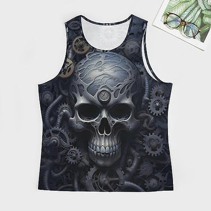 BIVENANT Skull Shirts for Men Novelty Mens Skull Tank Top Big and Tall Tank Tops Graphic Tees Shirt - color: Aite0g0200, size: Small