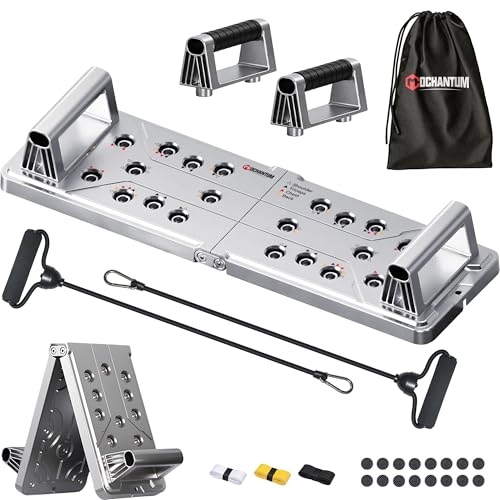 Pro Aluminum Push Up Board with Resistance Bands - 2026 Upgrade 1100 Lbs Heavy Duty Color-Coded Home Gym Equipment for Men, Women & Fitness Lovers with Metal Handles, Anti-Slip Pads & Carry Bag