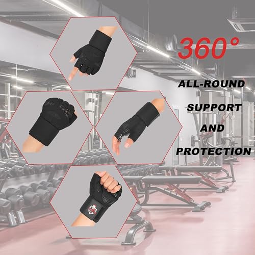 Spartan Gym Gloves for Men & Women – Weight Lifting Gloves with Wrist Support, Full Palm Protection, Breathable Non-Slip Grip for Weightlifting, Workout, Training, Fitness, Crossfit, Exercise - size: Large