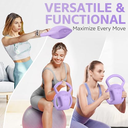 Yes4All Kettlebell, Strength Training Kettlebells for Women, Wide Multi-grip Textured Handle for Home Gym Exercises & Full Body Workout, Single 5–25 lb & Set of 10-15 lb - color: D. 20LB - Purple, style: A. Single