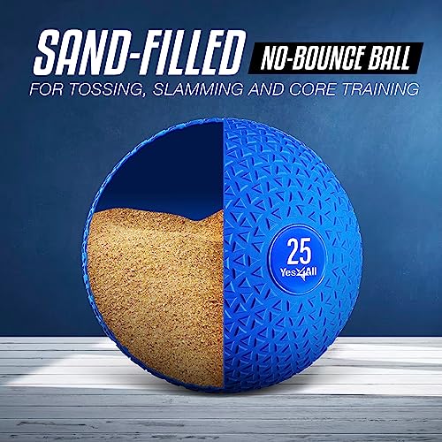 Yes4All Medicine Balls Weight Slam Balls 4.5kg, 6.8kg, 9kg, 11.3kg, 13.6kg, 18kg No Bounce Rubber Exercise Ball - Black, Blue, Teal, Orange & Glossy for Strength Training, Power, MMA Boxing Gym Weight