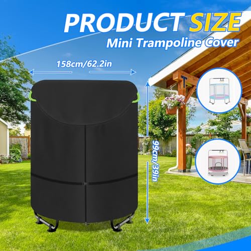 Kids Trampoline Cover, Outdoor Jumping Bed Cover,600D Oxford Waterproof Protective Cover for Round Trampoline with Fence,62.2 * 39in