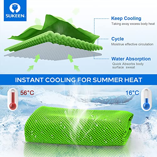 Sukeen 4 Pack Cooling Towels (40"x 12"), Cooling Neck Wraps, Soft Ice Towel - color: Dark Blue/Green/Black/Pink