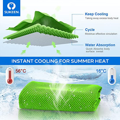 Sukeen 4 Pack Cooling Towels (40"x 12"), Cooling Neck Wraps, Soft Ice Towel - color: Dark Blue/Green/Black/Pink