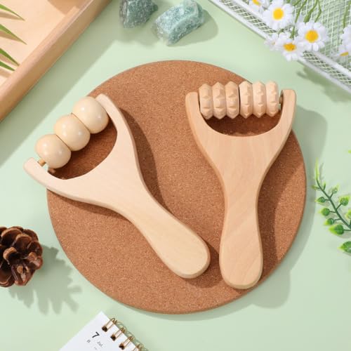 ARTIBETTER Wooden Massage Roller Sticks 2-Pack Handheld Foot Massager Tools for Trigger Point Therapy Portable Acupoint Massagers for Neck Shoulder Back and Leg Pain Relief