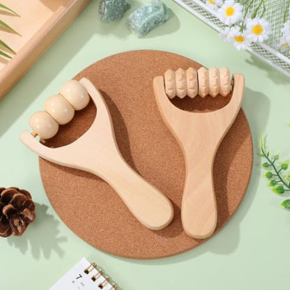 ARTIBETTER Wooden Massage Roller Sticks 2-Pack Handheld Foot Massager Tools for Trigger Point Therapy Portable Acupoint Massagers for Neck Shoulder Back and Leg Pain Relief