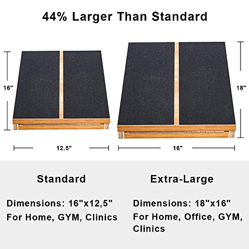 StrongTek Extra Large Wooden Slant Board, Adjustable Incline Board and Calf Stretcher, Stretch Board, Extra Side Handle 16 X 18 Inches, 5 Positions (500 LB Capacity) - style: Extra-Large