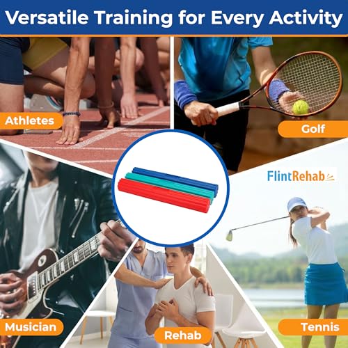 Flex Bars for Physical Therapy (3 Pack), Hand therapy Flex Bar, Resistance Bar for Golfers Elbow & Tendinitis, Tennis Elbow Exercise Devices, 3 Variable Twist Bar to Improve Grip Strength