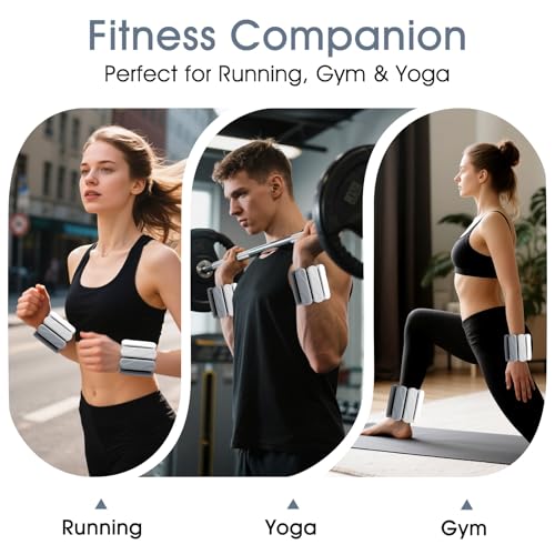Wrist Weights – Ankle Wrist Weights for Women & Men – Adjustable Weighted Bangles Set (1 lb Each) | Arm and Leg Weights for Yoga, Pilates, Running & Walking - color: Gradual Black