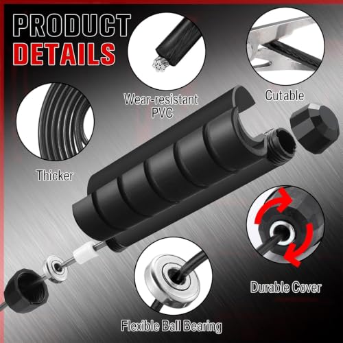 Junkin Jump Ropes bulk for Fitness with Ball Bearings - color: Black