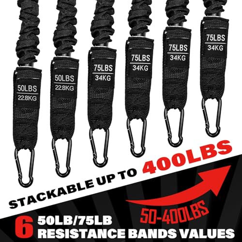 Pull-Up Assistance Bands Kit, 400lbs Heavy Pull-Up Bands Resistance Bands with Feet/Knee Rest, Adjustable Weight Bands for Body Exercise Strength Training
