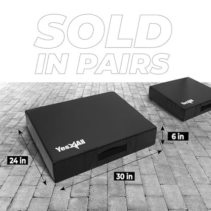 Yes4All Silencer Drop Pads/Weightlifting Drop Pads with PVC Cover & Easy Carry Handles – Sold in PairsVariation Theme - color: A. Black/White - 6in