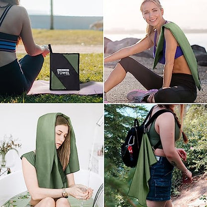 Microfiber Travel Towel, Quick Dry Camping & Gym Towel. Compact - color: Armygreen, size: XS:12"×24"