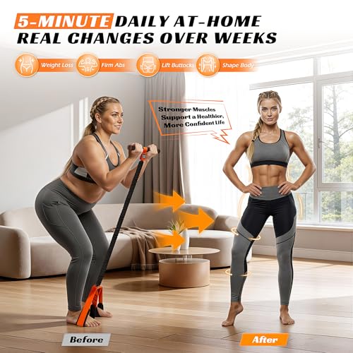 Multifunction Pedal Resistance Band with Handle, Upgraded Exercise Equipment with Soft Foot Pedal for Sit Up & Full-Body Home Gym Workouts, Core/ABS Training, Pilates, Yoga & Physical Therapy - style: 1-Orange-60LBS