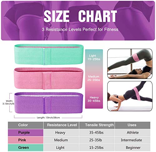 Booty Bands, Non Slip Resistance Bands for Legs and Butt, Workout Bands Exercise Bands Glute Bands for Women, 3 Pack