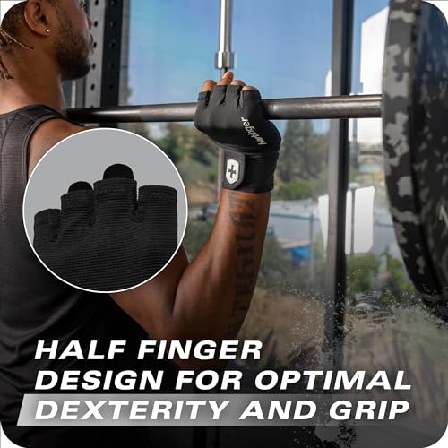 Harbinger Pro Wristwrap Gloves 3.0 - Enhanced Grip, Superior Wrist Support, Breathable 4-Way Stretch Lycra, Durable Leather Palm, Half-Finger Design for Weightlifting, Fitness Training, Women's