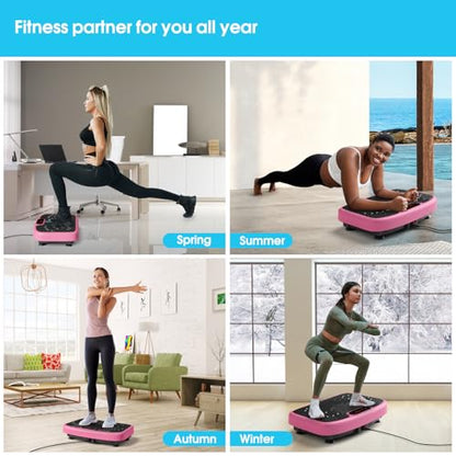SoftGym Waver Vibration Plate Exercise Machine for Lymphatic Drainage Weight Loss,120 Speed Levels Vibrating Platform with Resistance Bands,Full-Body Workout Equipment for Muscle Activation - style: Slim- Cherry