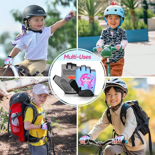 Half Finger Kids Cycling Gloves, Non-Slip Kids Bike Gloves - color: Aqua Marine, size: Small [4 - 6]