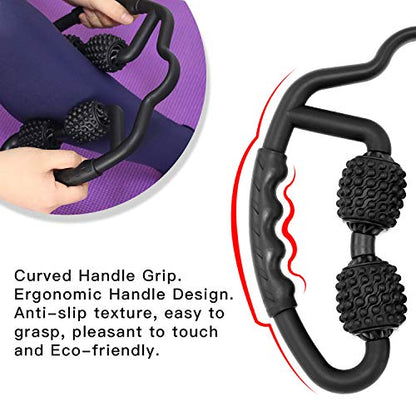 Cellulite Massage Tool Muscle Roller - Deep Fascia Massager & Dimpled Skin Remover for Legs, Thighs & Buttocks - Anti-Cellulite Roller, Smooth Skin, Pain Reliefs Black（Black - 4 Wheel） - color: 4 Wheel - Black