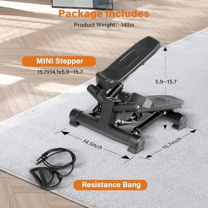 YSSOA Mini Stepper with Resistance Band - color: Black