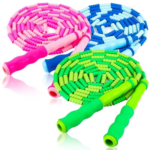 Jump Rope for Kids, 9 Ft Adjustable Jump Ropes for 4 5 6 7 8 10 12, Segmented Soft Beaded Jumping Rope Age 8-12, Tangle Free Skipping Rope for Women Man Fitness Weight Loss