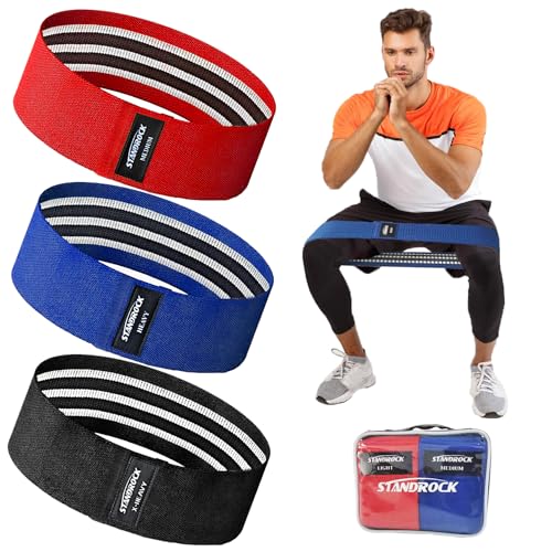 Fabric Resistance Bands for Working Out, 3 and 4 Levels Booty Bands Long Resistance Bands for Women and Men | Elastic Bands for Exercise Bands Resistance Workout Bands Resistance - color: Red,Blue,Black(3pcs short)