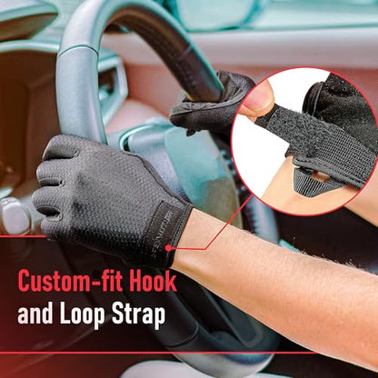 COOLJOB Padded Gym Workout Gloves for Men, Non-Slip Grip Breathable Touchscreen Sports Gloves for Cycling Driving, S-XL Black - size: X-Large