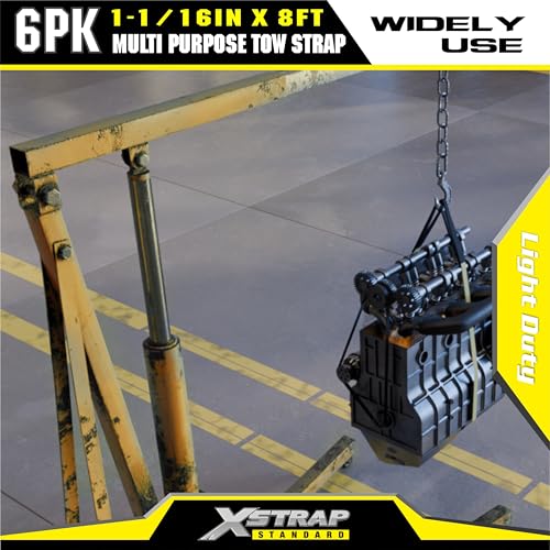 XSTRAP STANDARD 6PK 1" x8' Lift Sling Web Strap/Wear Guard End, 4,000 lbs Break Strength Lifting Straps with 2 Reinforced Loops for Tree Saver Lifting Furniture Appliances Machine