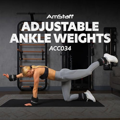 AmStaff Fitness Adjustable Ankle Weights 1 Pair 2 4 6 8 10 Lbs Leg Weight Straps for Strength Training, Walking, Jogging, Running, and Fitness Workouts – 1-5 lbs Each Ankle, 10 lbs Pair Set