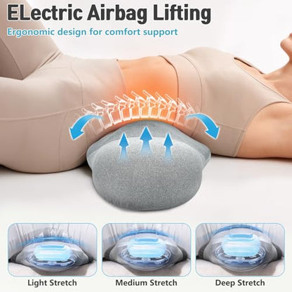 3 in 1 Electric Lumbar Support Pillow with Heated, Vibration & Traction Massage for Back, Adjustable Triple Fusion Back Support Pillow for Home, Office, Car