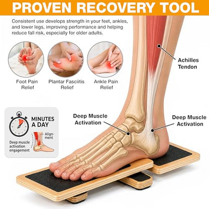 Ankle Balance Board for Stability & Strength – Foot & Ankle Trainer for Plantar Fasciitis Support, Sprained Ankle Recovery, Physical Therapy Equipment Kit with Exercise Book, Grip Sock & Carry Bag