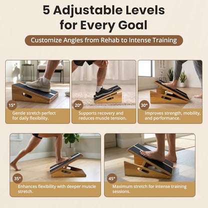 Slant Board for Exercise - 500 lb Weight Capacity, Calf Stretch Board, Stretch & Mobility Board for Physical Therapy Anti Slip Design with 5 Angle Adjustable Incline Board for Knee Ankle Pain Relief