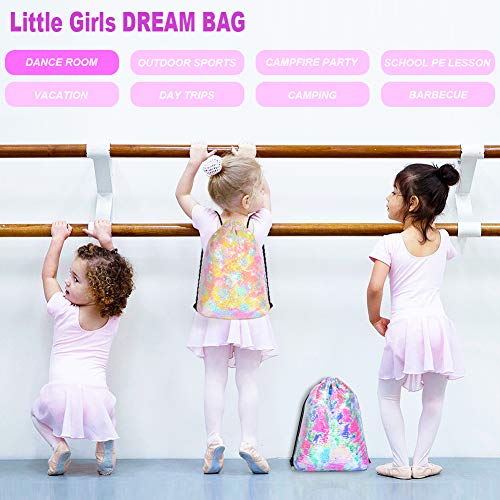 GA&EN Mermaid Reversible Sequin Drawstring Backpack/Bag Clear Iridescent Sequin+Colorful Fabric for Kids Girls - color: 16-clear Iridescent Sequin+colorful Fabric