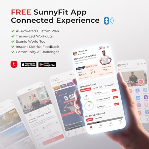 Sunny Health & Fitness 2-in-1 Power Stepper, 400 lb Weight Capacity, Resistance Bands, Height-Adjustable, Low-Impact Cardio, Bluetooth + SunnyFit App, SF-S021054