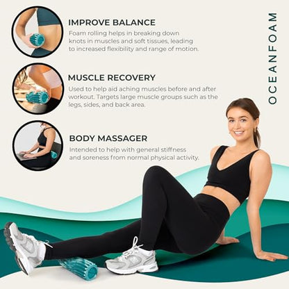 Oceanfoam Ripple Small Foam Roller for Exercise (Jade & Seafoam Marbled) - color: Jade & Seafoam Marbled